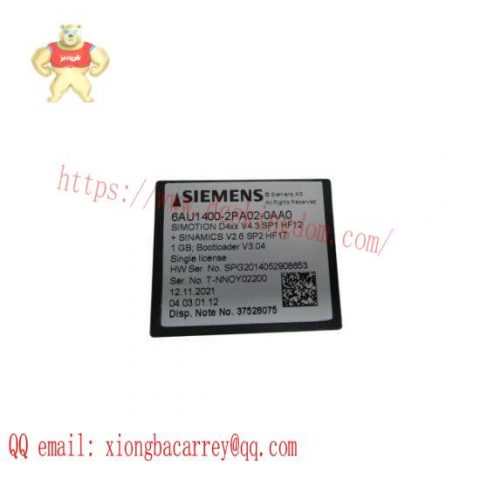 Siemens 6AU1400-2PA02-0AA0 Flash Card, High-Speed Data Storage for Industrial Automation